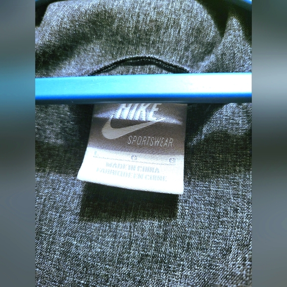 Gray Nike Jacket Zip Up & Buttons, hideable hood, Size L - Picture 3 of 5
